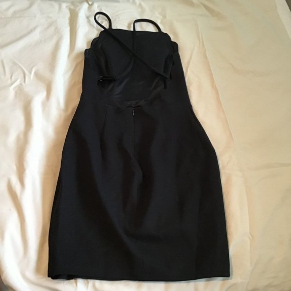 Lush Scalloped Edge Halter Little Black Dress With Criss Cross Back - Picture 5 of 11